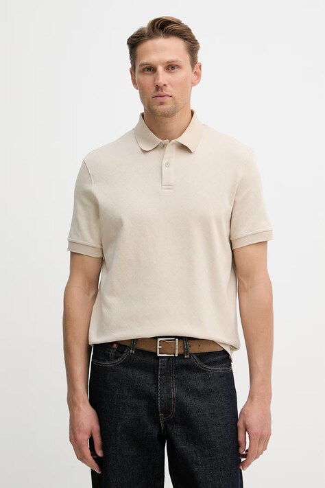 Guess polo męski kolor beżowy gładki M6RP05 KD181