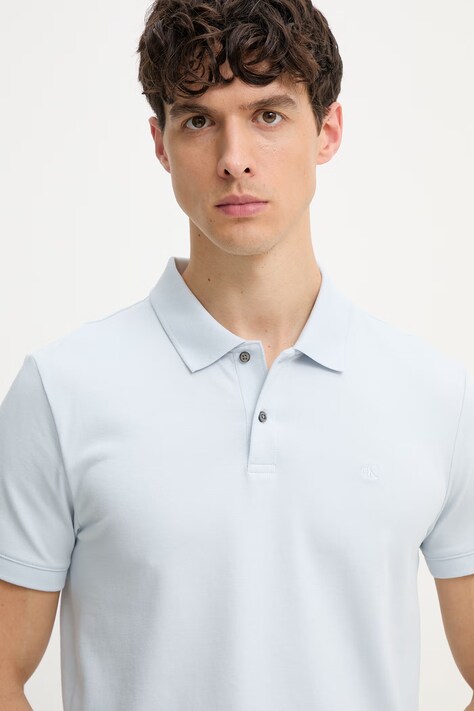 Calvin Klein polo męskie z bawełną niebieskie LV04LC254G