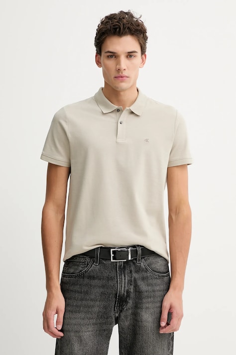 Polo tričko Calvin Klein pánske, béžová farba, jednofarebné, LV04LC254G