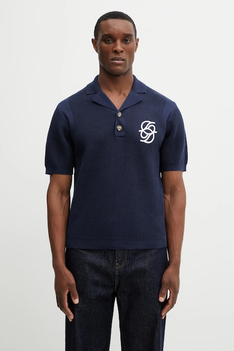 Drôle de Monsieur polo in cotone Polo Maille Monogramme uomo colore blu navy J.PO171.CO207.NY