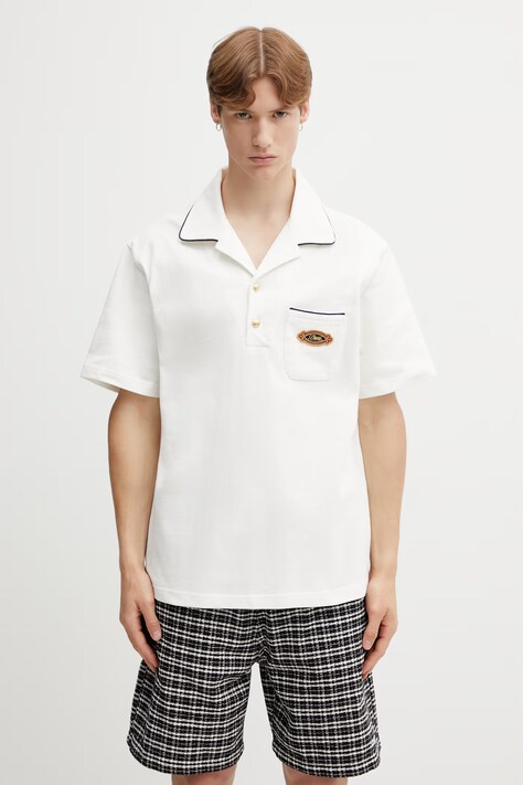 Drôle de Monsieur Patch polo bawełniany męski beżowy K-PL165-CO264-OW