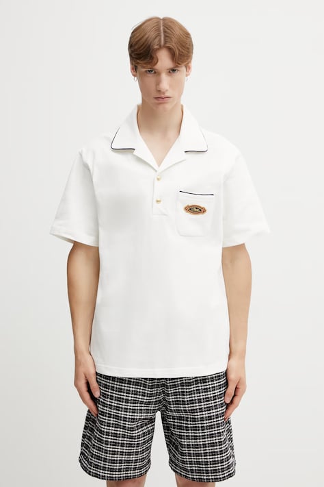 Drôle de Monsieur Patch polo shirt cotton men's beige K-PL165-CO264-OW