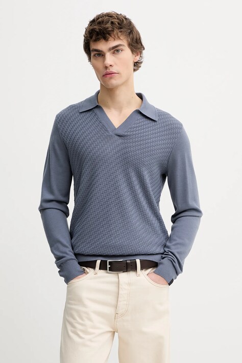 Rag & Bone sweter wełniany męski kolor niebieski lekki RH8125H6MMN