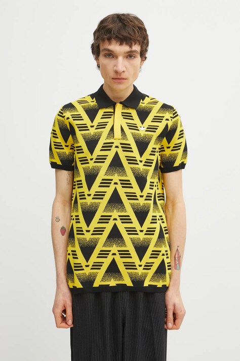 adidas Originals tricou polo AOP Polo culoarea galben, cu imprimeu, KE4610