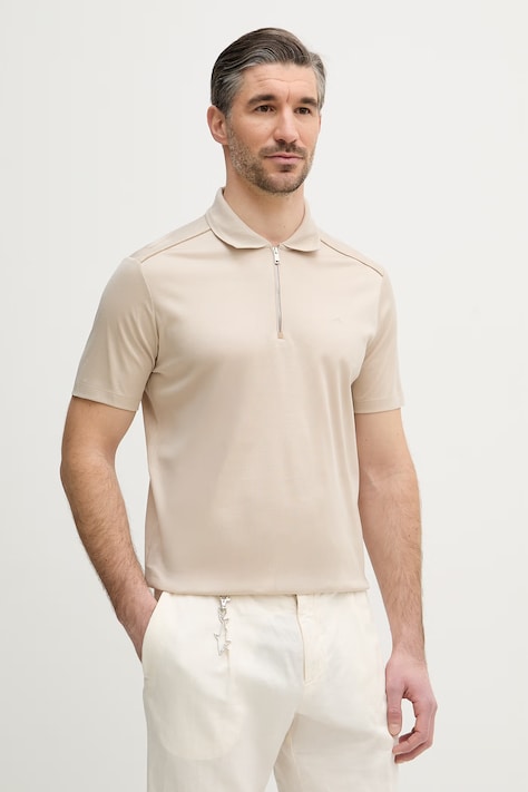 Paul&Shark polo bawełniane męski kolor beżowy gładki 26411207