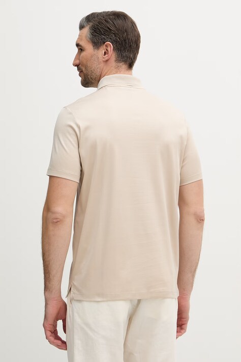 Paul&Shark polo bawełniane męski kolor beżowy gładki 26411207