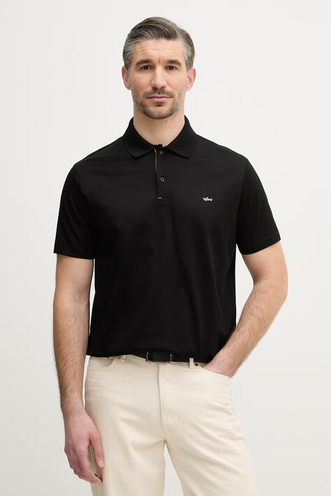 Paul&Shark polo bawełniane męski kolor czarny gładki 26411224