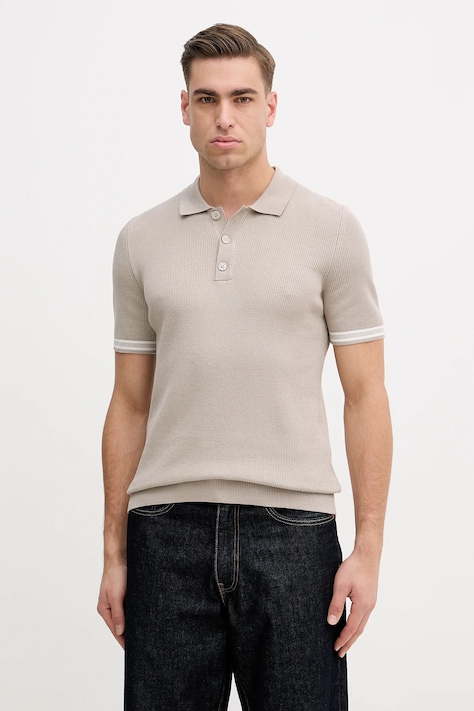 Joop! polo bawełniane męski kolor brązowy gładki 30100018