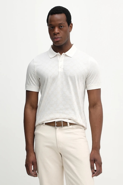 Bavlnené polo tričko Joop! béžová farba, vzorovaná, 30100496