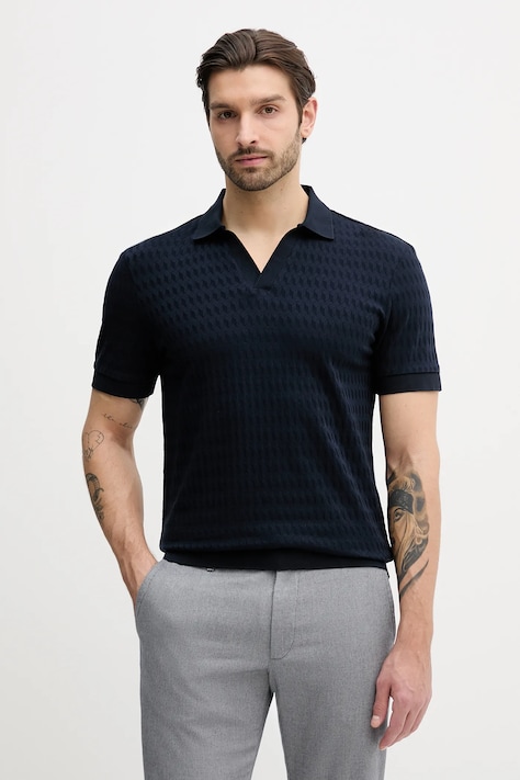 Joop! polo bawełniane męski kolor granatowy gładki 30100497