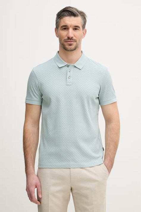 Joop! polo bawełniane męski kolor turkusowy gładki 30100501