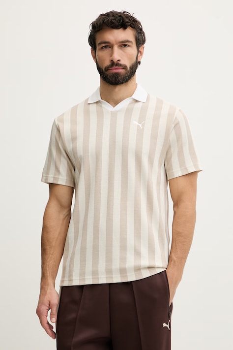 Puma polo Class Polo męski kolor beżowy wzorzysty 692069