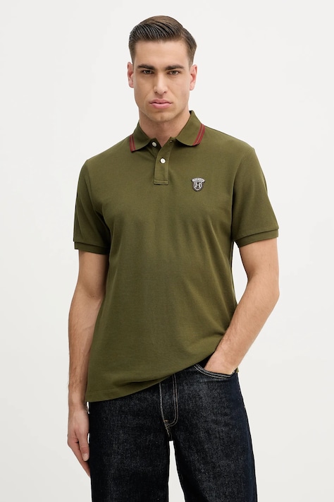 Hackett London polo bawełniane męski kolor zielony gładki HM5600082