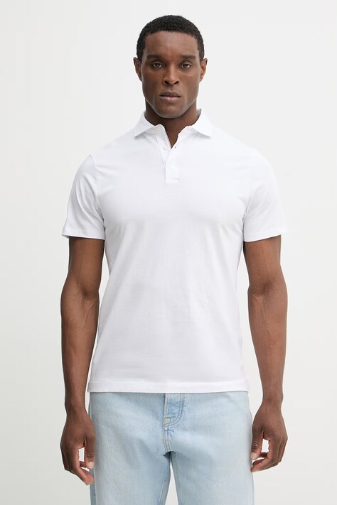 Hackett London polo bawełniane męski kolor biały gładki HM5600098