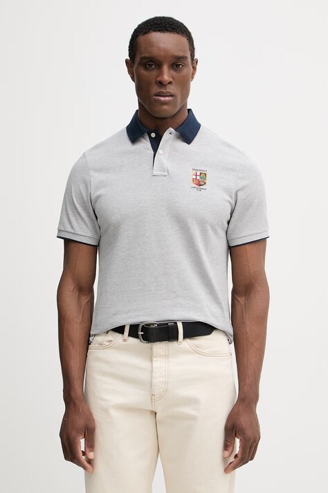 Hackett London polo bawełniane męski kolor szary wzorzysty HM5600138