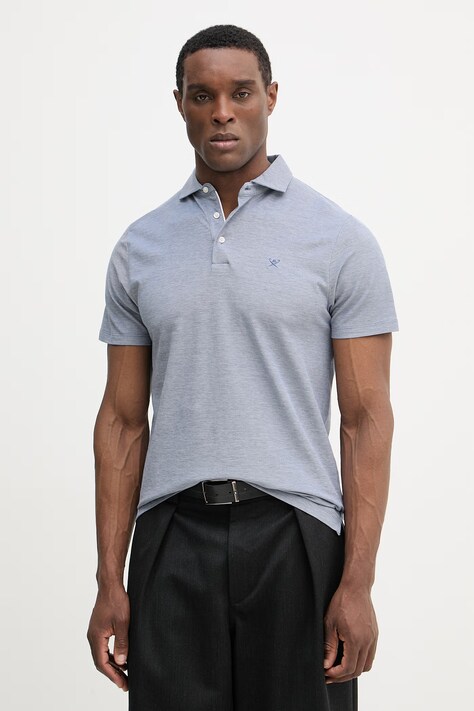 Hackett London polo bawełniane męski kolor niebieski melanżowy HM5600139