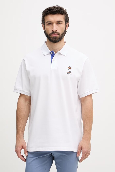 Hackett London polo męskie bawełniane białe HM5600142