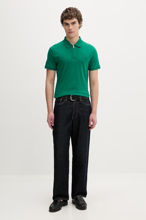Calvin Klein polo męskie bawełniane zielone LV04LE255G