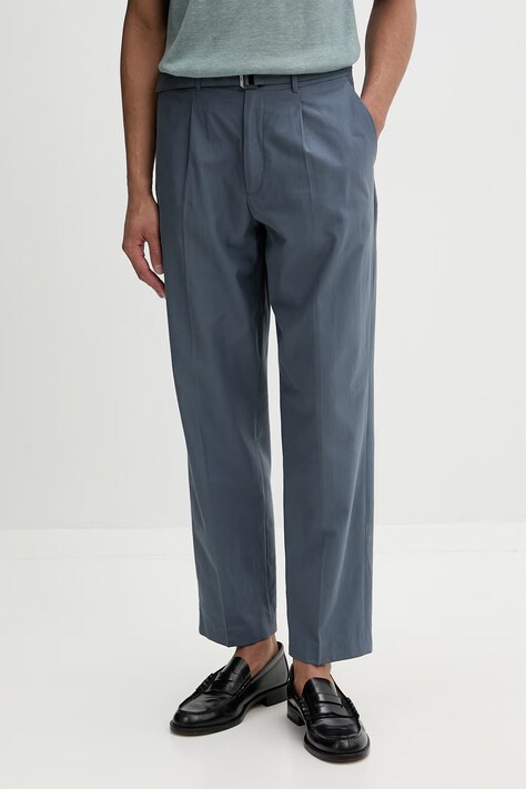 Calvin Klein polo swetrowe męskie z dodatkiem lnu turkusowe LV04LF313G