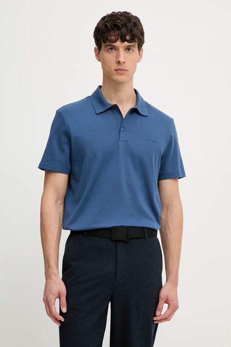 Calvin Klein polo męskie z bawełną granatowe LV04LF208G