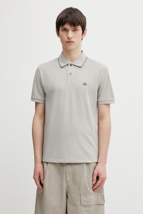 C.P. Company polo męski kolor szary gładki 20CMPL722A005263W