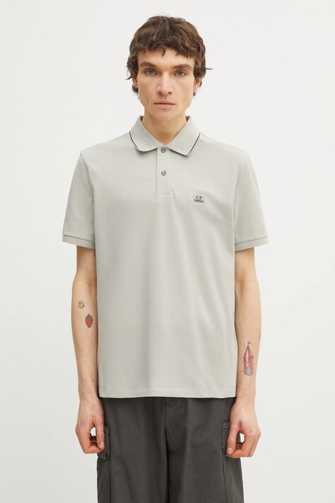 C.P. Company polo męski kolor szary gładki 20CMPL722A005263W
