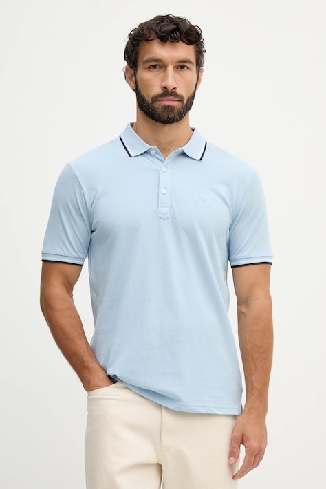 Lindbergh polo bawełniane męski kolor niebieski gładki 30.404010