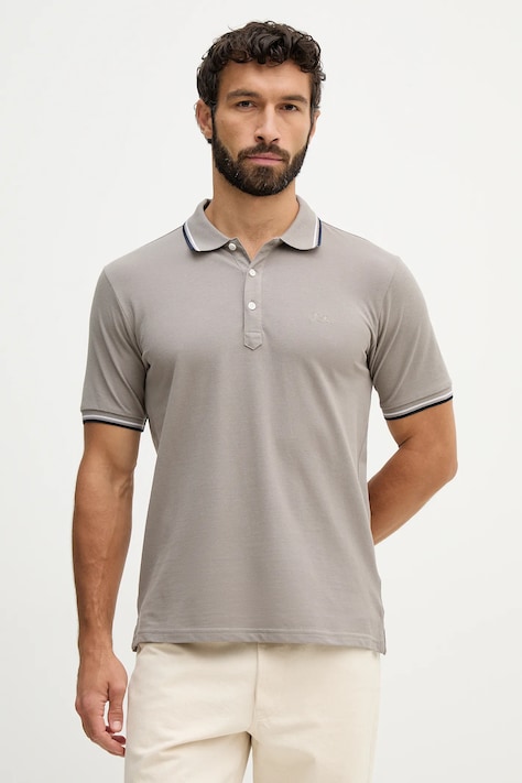 Lindbergh polo bawełniane męski kolor szary gładki 30.404010