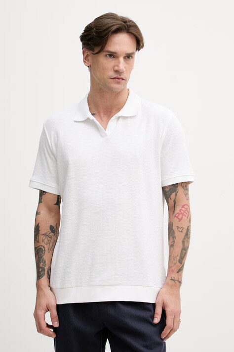 Lindbergh polo męskie bawełniane białe 30.404267