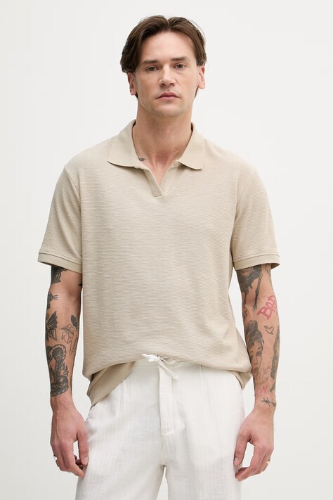 Lindbergh polo męskie bawełniane beżowe 30.404267