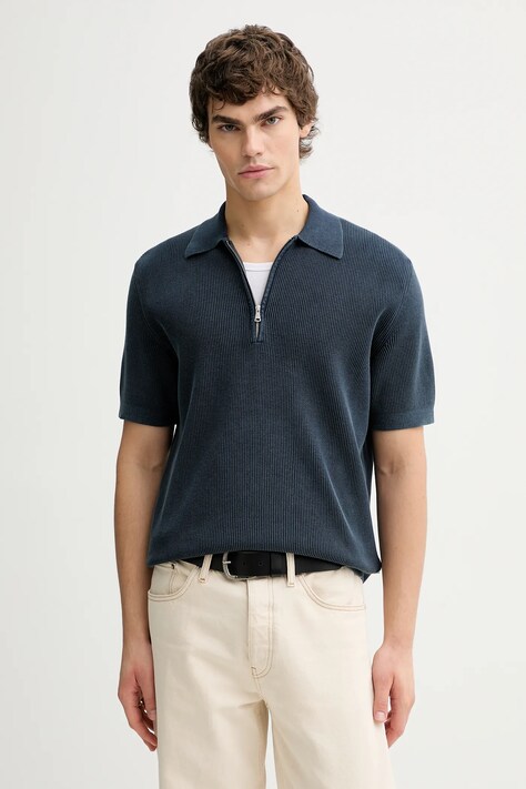 Marc O'Polo polo męski kolor granatowy gładki 5000008077