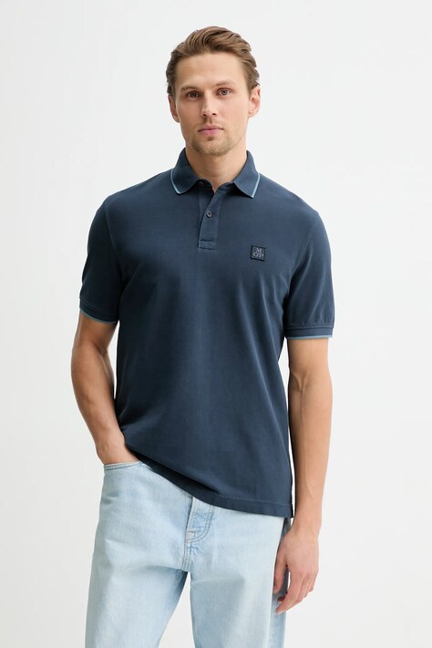 Marc O'Polo polo bawełniane męski kolor granatowy gładki 5000012668