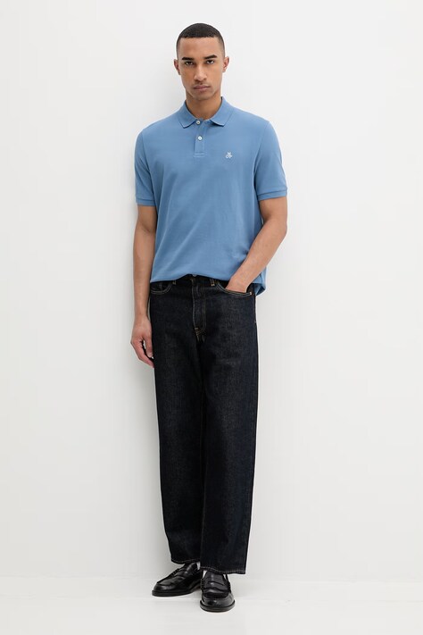 Marc O'Polo polo męskie bawełniane niebieskie 5000012674