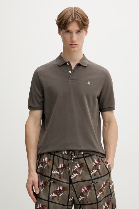 Marc O'Polo polo męskie bawełniane brązowe 5000012674