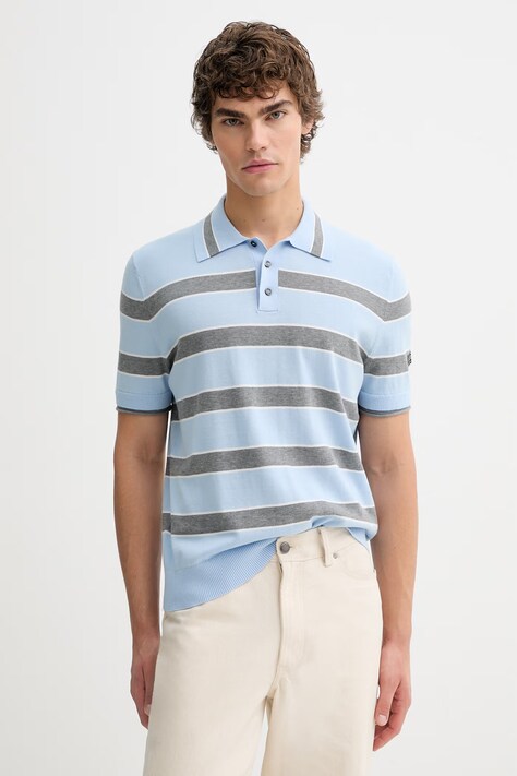 Iceberg polo bawełniane męski kolor niebieski wzorzysty A002 9503