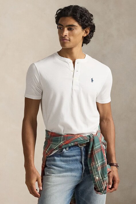 Polo Ralph Lauren t-shirt bawełniany męskie kolor biały gładki 710964485