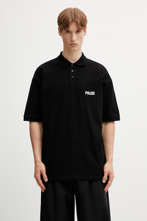 Vetements Polizei polo bawełniane męskie czarne ME76PO226B