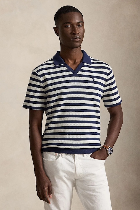 Polo Ralph Lauren polo męskie bawełniane niebieskie 710A13006