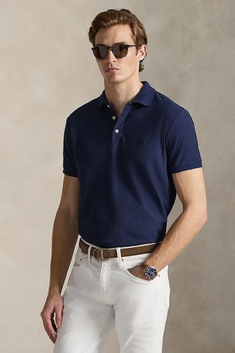 Polo Ralph Lauren polo de bumbac culoarea bleumarin, uni, 710B13479