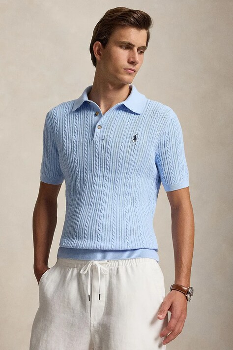 Polo Ralph Lauren polo męskie bawełniane niebieskie 710B13893