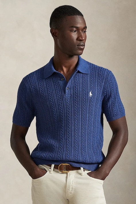 Bavlněné polo tričko Polo Ralph Lauren pánské, tmavomodrá barva, 710B13893