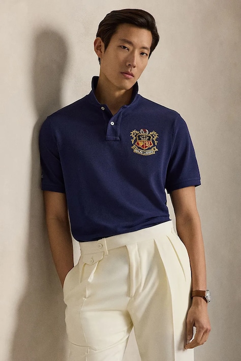 Polo Ralph Lauren polo tričko pánske bavlnené tmavomodré 710B13534