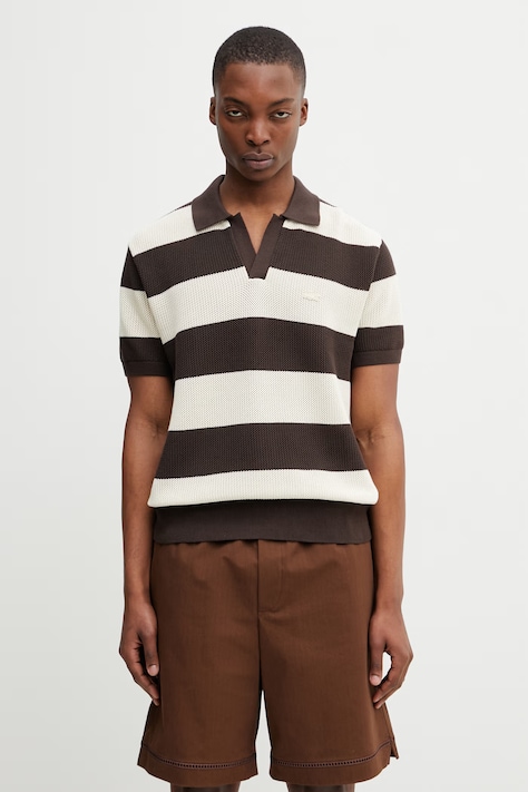 Lacoste polo bawełniane męskie beżowe AH2561