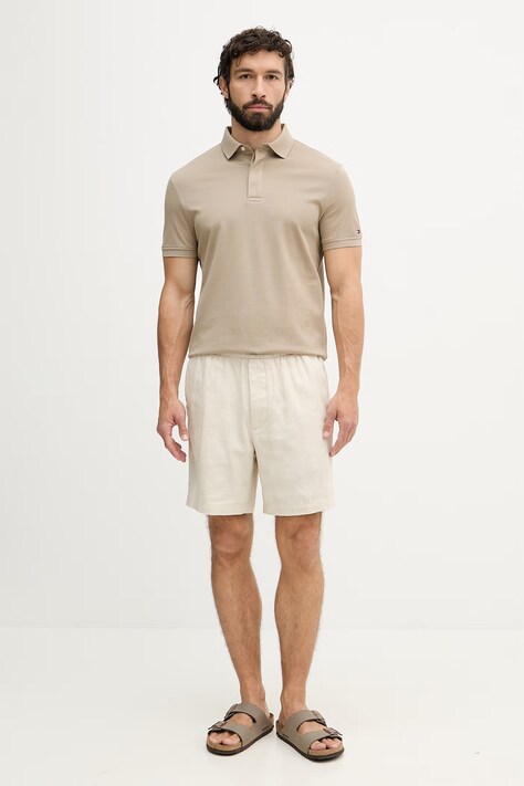 Tommy Hilfiger polo męskie bawełniane beżowe MW0MW41513