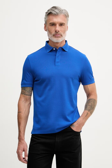 Tommy Hilfiger polo męskie bawełniane niebieskie MW0MW41513