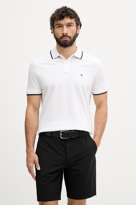 Tommy Hilfiger polo męskie bawełniane białe MW0MW42748