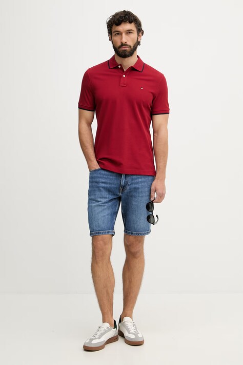 Tommy Hilfiger polo męskie bawełniane bordowe MW0MW42748