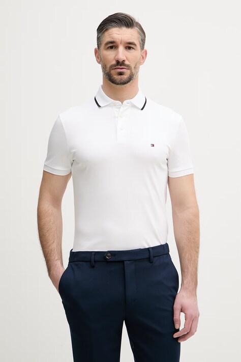 Tommy Hilfiger polo męskie bawełniane białe MW0MW43144