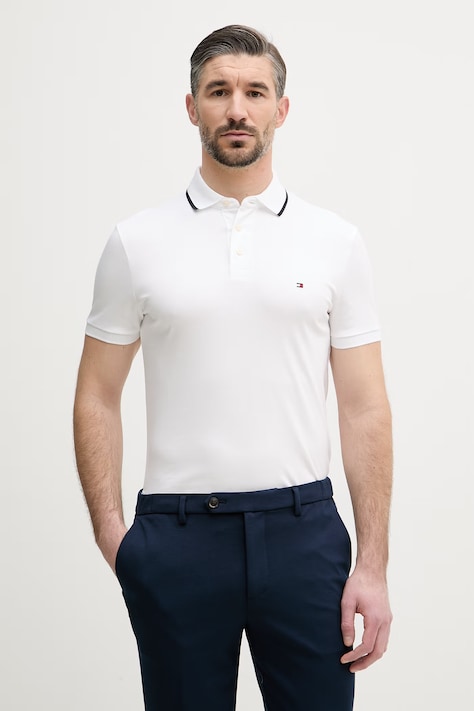 Tommy Hilfiger polo męskie bawełniane białe MW0MW43144