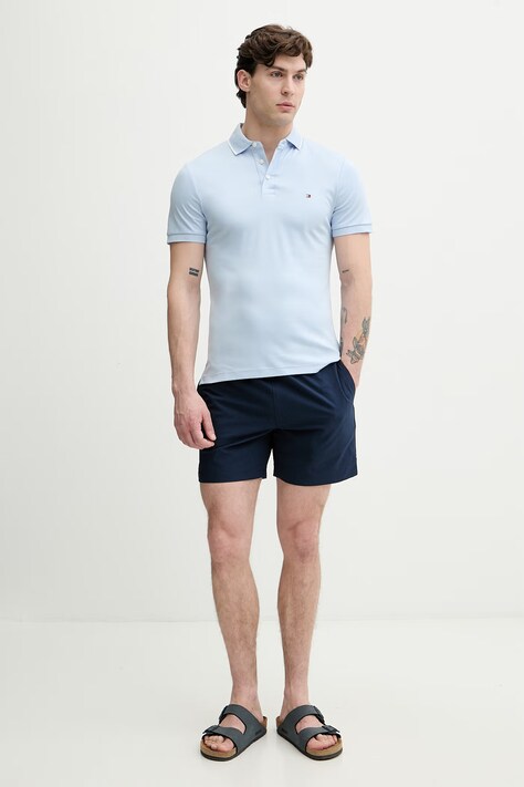 Tommy Hilfiger polo męskie bawełniane niebieskie MW0MW43144